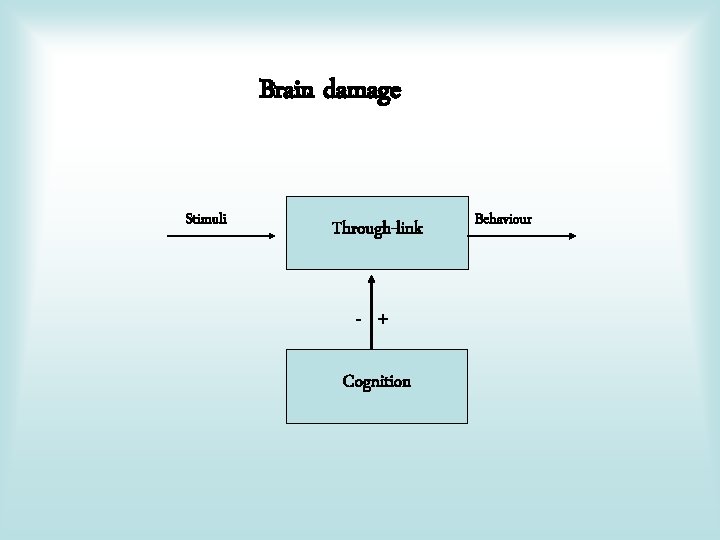 Brain damage Stimuli Through-link - + Cognition Behaviour 