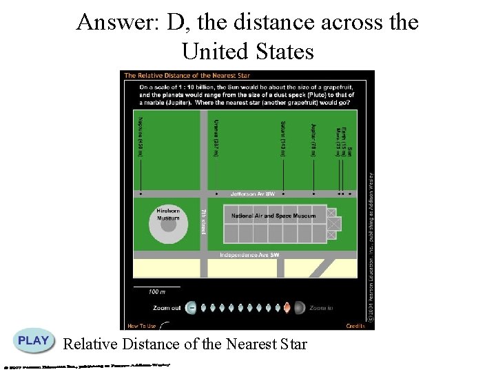 Answer: D, the distance across the United States Relative Distance of the Nearest Star