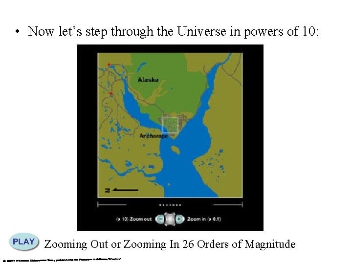  • Now let’s step through the Universe in powers of 10: Zooming Out