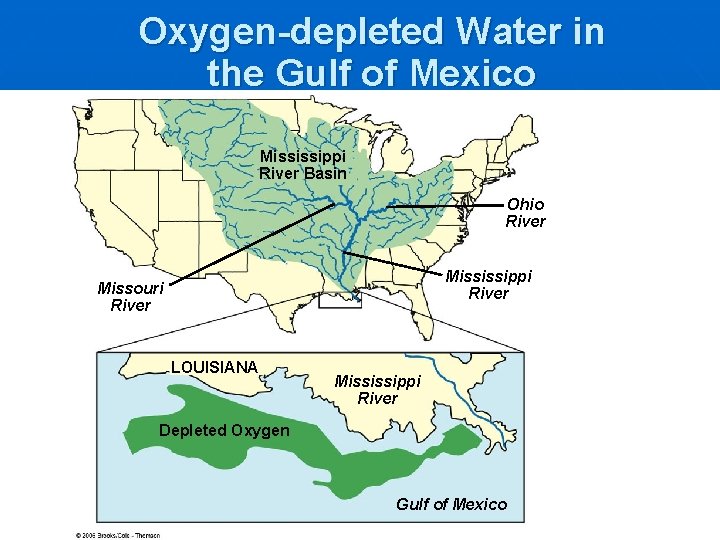 Oxygen-depleted Water in the Gulf of Mexico Mississippi River Basin Ohio River Mississippi River