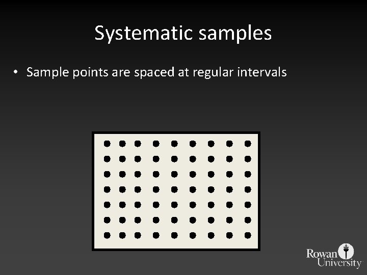 Systematic samples • Sample points are spaced at regular intervals 