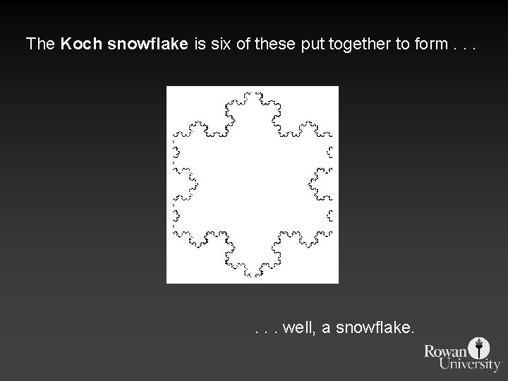 The Koch snowflake is six of these put together to form. . . well,