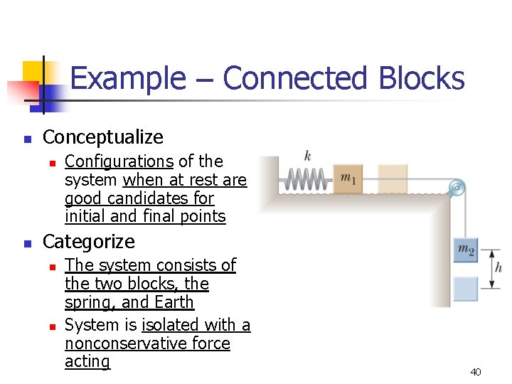 Example – Connected Blocks n Conceptualize n n Configurations of the system when at