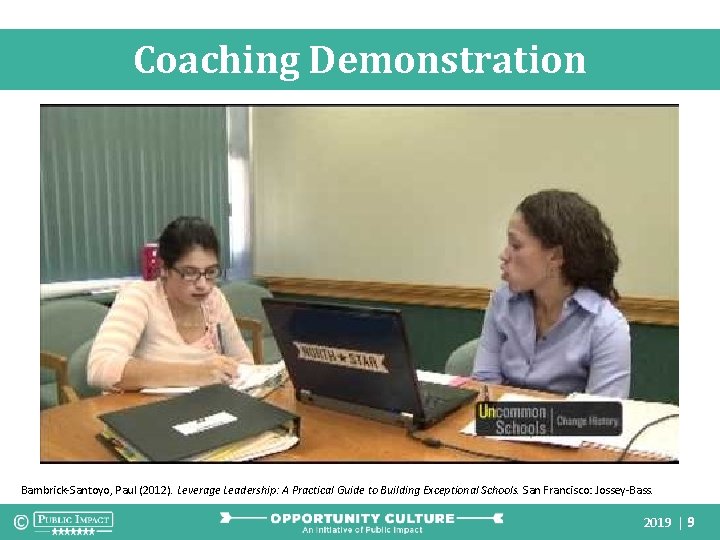 Coaching Demonstration Bambrick-Santoyo, Paul (2012). Leverage Leadership: A Practical Guide to Building Exceptional Schools.