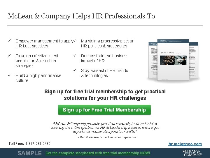 Mc. Lean & Company Helps HR Professionals To: ü Empower management to apply ü