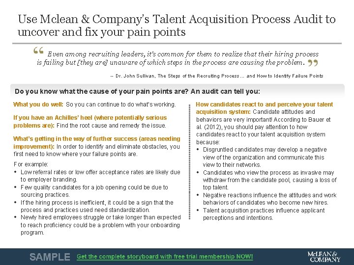 Use Mclean & Company’s Talent Acquisition Process Audit to uncover and fix your pain