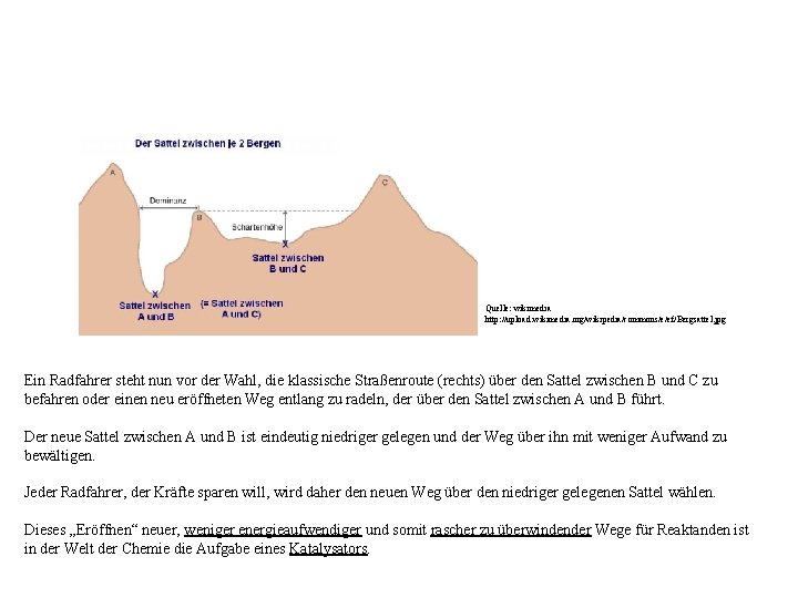 Quelle: wikimedia http: //upload. wikimedia. org/wikipedia/commons/e/ef/Bergsattel. jpg Ein Radfahrer steht nun vor der Wahl,