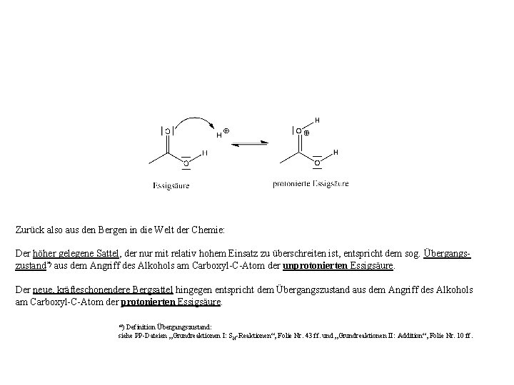 Zurück also aus den Bergen in die Welt der Chemie: Der höher gelegene Sattel,