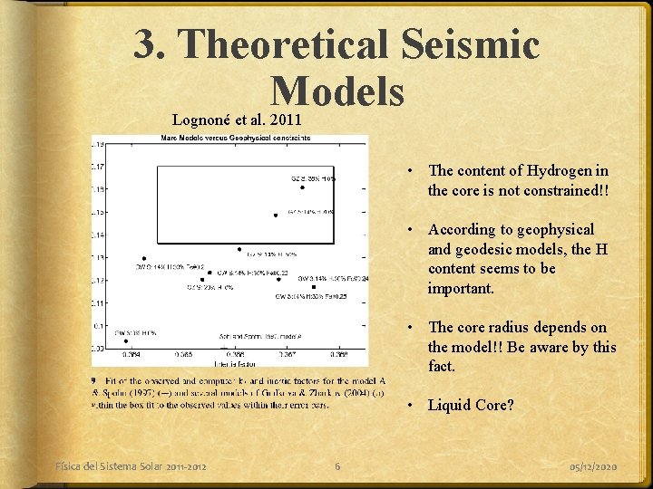 3. Theoretical Seismic Models Lognoné et al. 2011 • The content of Hydrogen in 3. Theoretical Seismic Models Lognoné et al. 2011 • The content of Hydrogen in