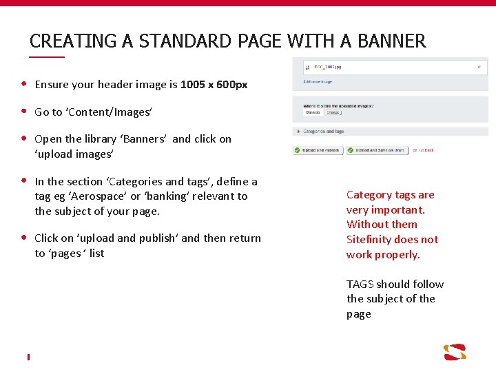 CREATING A STANDARD PAGE WITH A BANNER Ensure your header image is 1005 x