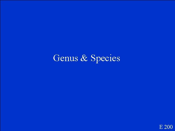 Genus & Species E 200 