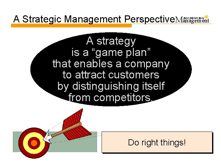A Strategic Management Perspective. Management ACCOUNTING A strategy is a “game plan” that enables