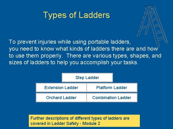 Types of Ladders To prevent injuries while using portable ladders, you need to know