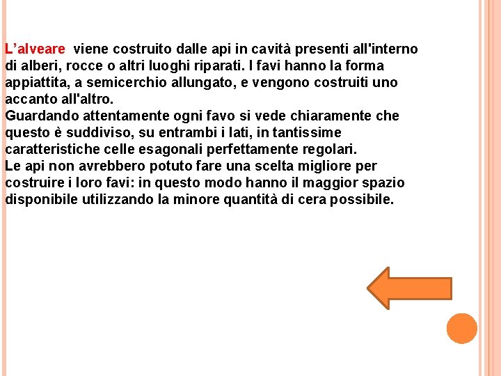 L’alveare viene costruito dalle api in cavità presenti all'interno di alberi, rocce o altri L’alveare viene costruito dalle api in cavità presenti all'interno di alberi, rocce o altri