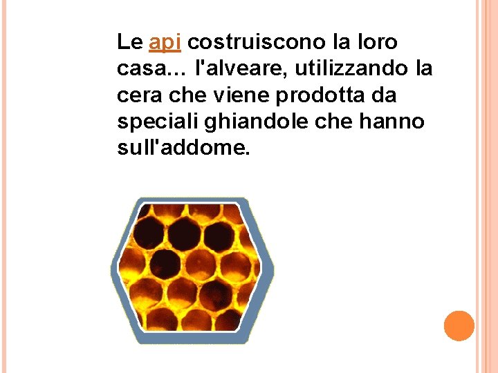 Le api costruiscono la loro casa… l'alveare, utilizzando la cera che viene prodotta da Le api costruiscono la loro casa… l'alveare, utilizzando la cera che viene prodotta da