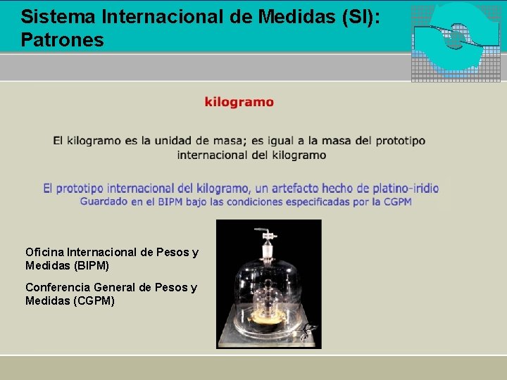 Sistema Internacional de Medidas (SI): Patrones Oficina Internacional de Pesos y Medidas (BIPM) Conferencia