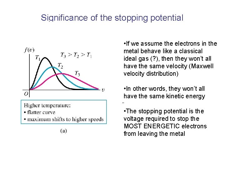 Significance of the stopping potential • If we assume the electrons in the metal