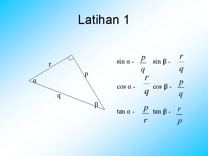 Latihan 1 r sin α = sin β = cos α = cos β