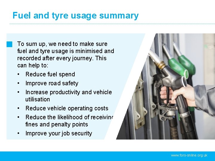 Fuel and tyre usage summary To sum up, we need to make sure fuel