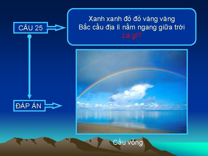 C U 25 Xanh xanh đỏ đỏ vàng Bắc cầu địa lí nằm ngang