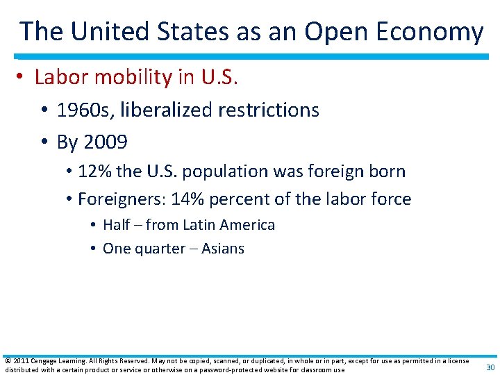 The United States as an Open Economy • Labor mobility in U. S. •