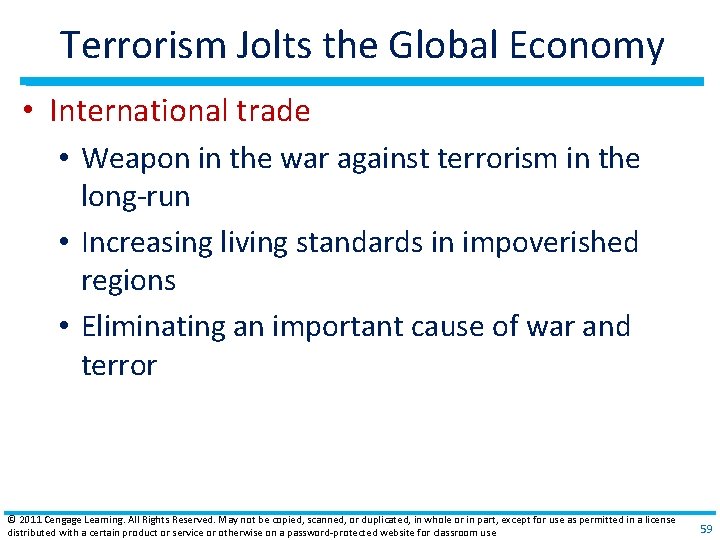 Terrorism Jolts the Global Economy • International trade • Weapon in the war against