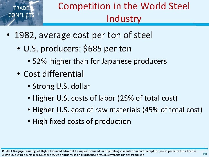 TRADE CONFLICTS Competition in the World Steel Industry • 1982, average cost per ton