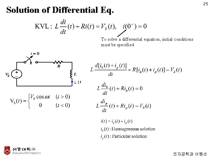 25 Solution of Differential Eq. To solve a differential equation, initial conditions must be