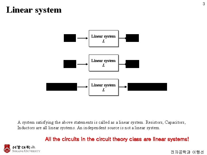 3 Linear system L A system satisfying the above statements is called as a