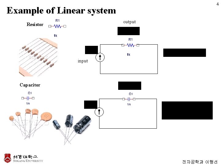 4 Example of Linear system output Resistor input Capacitor 전자공학과 이행선 