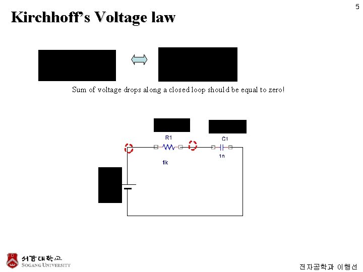 Kirchhoff’s Voltage law 5 Sum of voltage drops along a closed loop should be