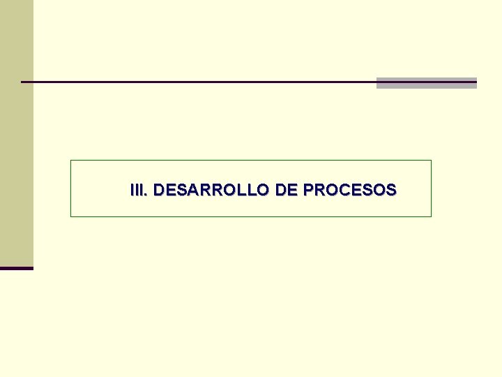 III. DESARROLLO DE PROCESOS III. DESARROLLO DE PROCESOS