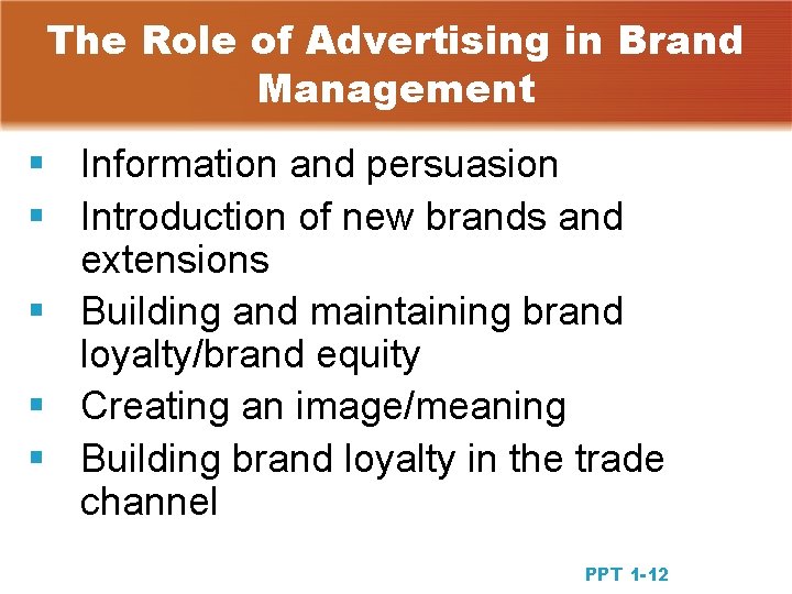 The Role of Advertising in Brand Management § Information and persuasion § Introduction of The Role of Advertising in Brand Management § Information and persuasion § Introduction of