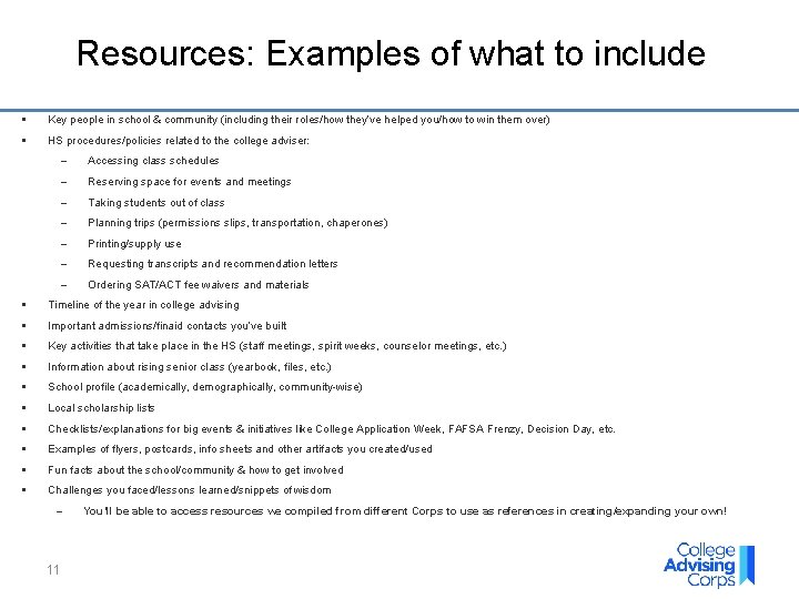 Resources: Examples of what to include • Key people in school & community (including Resources: Examples of what to include • Key people in school & community (including