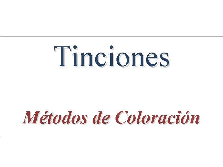 Tinciones Métodos de Coloración 