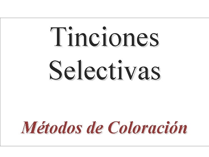 Tinciones Selectivas Métodos de Coloración 