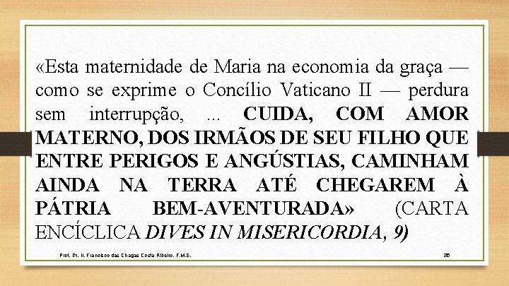  «Esta maternidade de Maria na economia da graça — como se exprime o