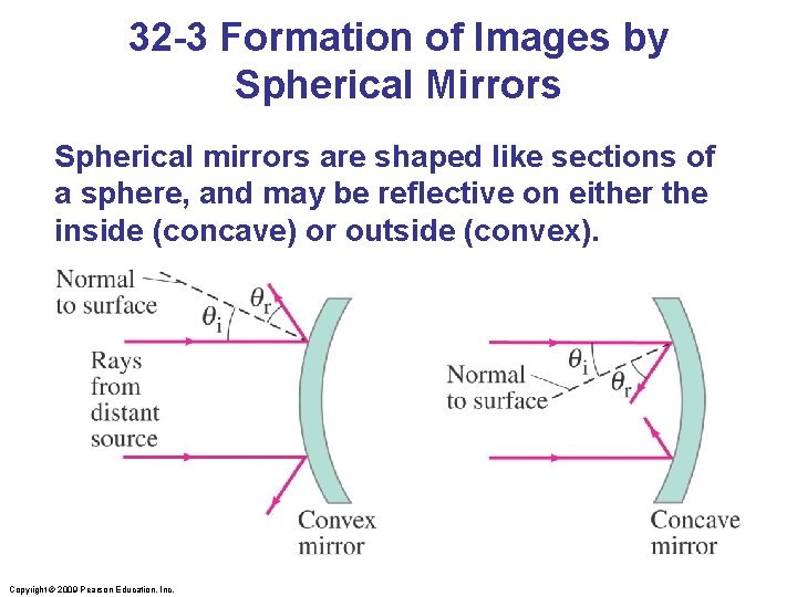 32 -3 Formation of Images by Spherical Mirrors Spherical mirrors are shaped like sections