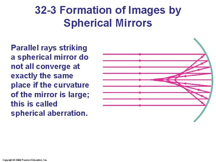 32 -3 Formation of Images by Spherical Mirrors Parallel rays striking a spherical mirror