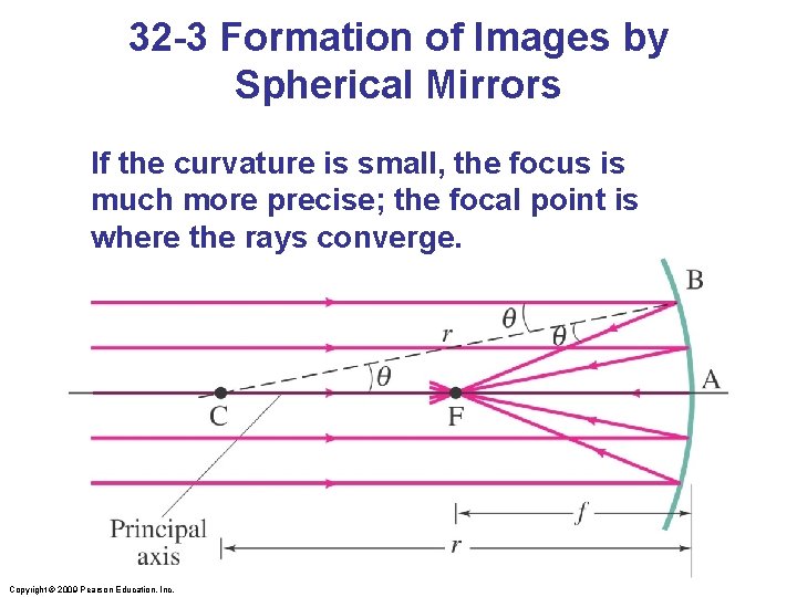 32 -3 Formation of Images by Spherical Mirrors If the curvature is small, the