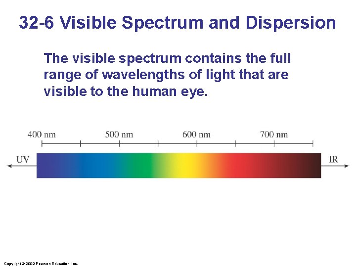 32 -6 Visible Spectrum and Dispersion The visible spectrum contains the full range of