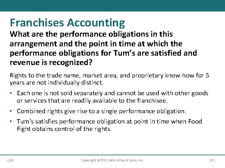 Franchises Accounting What are the performance obligations in this arrangement and the point in