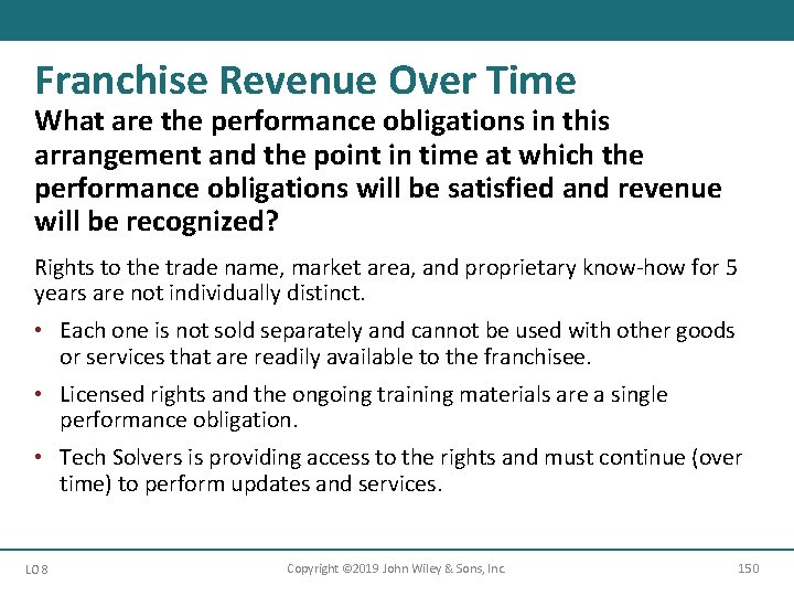 Franchise Revenue Over Time What are the performance obligations in this arrangement and the