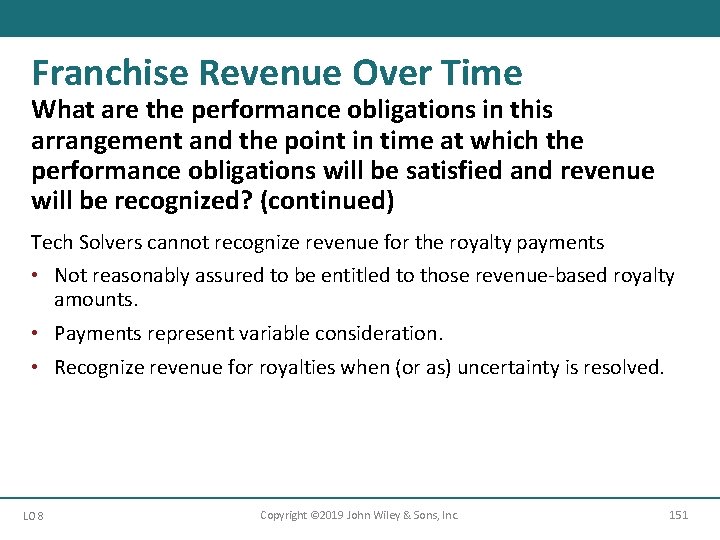 Franchise Revenue Over Time What are the performance obligations in this arrangement and the