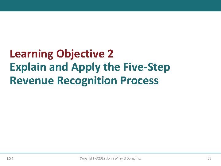 Learning Objective 2 Explain and Apply the Five-Step Revenue Recognition Process LO 2 Copyright