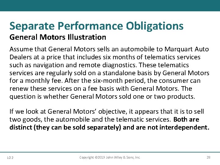 Separate Performance Obligations General Motors Illustration Assume that General Motors sells an automobile to