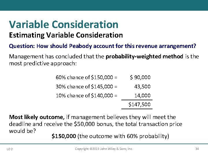 Variable Consideration Estimating Variable Consideration Question: How should Peabody account for this revenue arrangement?