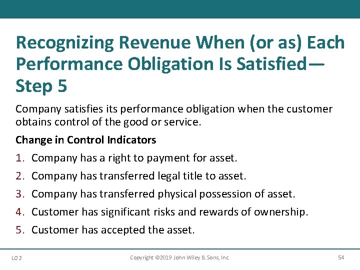 Recognizing Revenue When (or as) Each Performance Obligation Is Satisfied— Step 5 Company satisfies