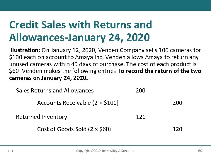 Credit Sales with Returns and Allowances-January 24, 2020 Illustration: On January 12, 2020, Venden