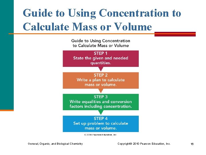 Guide to Using Concentration to Calculate Mass or Volume General, Organic, and Biological Chemistry
